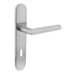 DEURKRUK JURA OP SCHILD VERDEKT OVAAL 219X40MM MET NOKKEN SLEUTELGAT 72MM RVS EN1906/4
