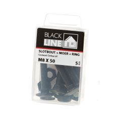 BLACKLINE SLOTBOUT+MOER+SLUITRING HCP ZWART M8X50 (5)