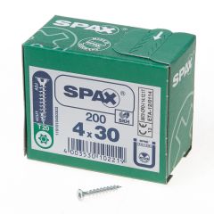 SPAX SPAANPLAATSCHROEF PLATVERZONKEN KOP VERZINKT T-STAR T20 4.0X30MM (PER 200 STUKS)