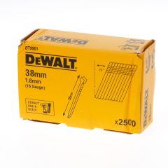 DEWALT SPIJKERS ZONDER KOP GEGALVANISEERD 38MM 16 GAUGE 16MM 20° VOOR DC618 DOOS VAN 2500 SPIJKERS