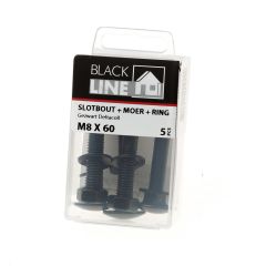 BLACKLINE SLOTBOUT+MOER+SLUITRING HCP ZWART M8X60 (5)