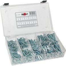 ASSORTIMENTSDOOS METAALSCHROEF ELEKTROLYTISCH VERZINKT PLATKOP DIN 965