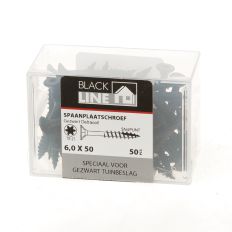 BLACKLINE SPAANPLAATSCHROEF HCP ZWART PK TX-25 +SNIJPUNT 6.0X50/30 (50)