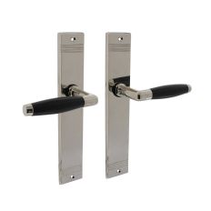 DEURKRUK TON BASIC MET SCHILD RECHTHOEKIG MET RILLEN 235X43MM BLIND NIKKEL/EBBENHOUT