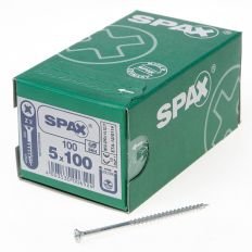 SPAX SPAANPLAATSCHROEF PLATVERZONKEN KOP VERZINKT POZIDRIV 5.0X100MM (PER 100 STUKS)