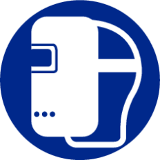 PICTOGRAM STICKER LASHELM VERPLICHT 200MM