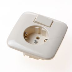 ABB BUSCH-JAEGER SI WANDCONTACTDOOS MET RANDAARDE EN WIPSCHAKELAAR, INBOUW, KLAUW-/SCHROEF, IP21, BEIGE RAL1013