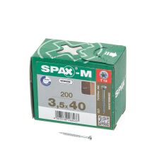 SPAX-M MDF SPAANPLAATSCHROEF MET BOORPUNT VERZINKT T-STAR T15 DEELDRAAD 3.5X40MM (PER 200 STUKS)