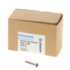SPAANPLAATSCHROEF RVS-A2 PK PZ-2 4.5X30 (200)