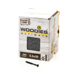 WOODIES POTDEKSELSCHROEF RVS ZWART T25 5X50MM
