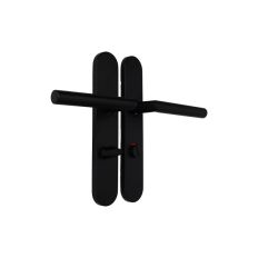 D4E DEURKRUK OP SCHILD 45X245 RVS ZWART WC72 L90-19MM R/WIJZ