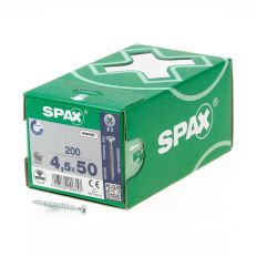 SPAX SPAANPLAATSCHROEF PLATVERZONKEN KOP VERZINKT POZIDRIV 4.5X50MM (PER 200 STUKS) SPAX SPAANPLAATSCHROEF PLATVERZONKEN KOP VERZINKT POZIDRIV 4.5X50MM (PER 200 STUKS)