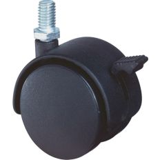 MEUBELZWENKWIEL ZWART KUNSTSTOF MET REM EN VERZINKTE DRAADSTIFT 40KG M8 50MM