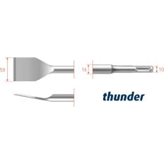 SDS-PLUS SPADEBEITEL, GEBOGEN, THUNDER, 50X250