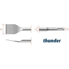 SDS-PLUS SPADEBEITEL, GEBOGEN, THUNDER, 50X250