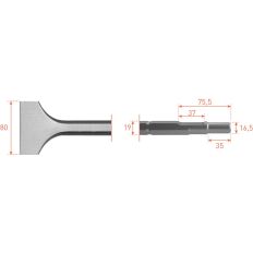 6-KANT SPADEBEITEL 80X300MM 6-KANT Ø19,0 / Ø16,5X35