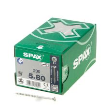 SPAX SPAANPLAATSCHROEF PLATVERZONKEN KOP VERZINKT POZIDRIV DEELDRAAD 5.0X80MM (PER 200 STUKS)