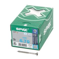 SPAX SPAANPLAATSCHROEF PLATVERZONKEN KOP RVS T-STAR T30 DEELDRAAD 6.0X70MM (PER 100 STUKS)