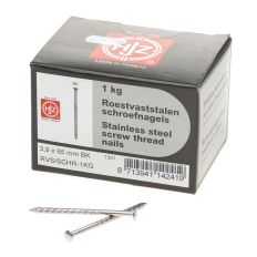 1KG SCHROEFNAGEL RVS BK 3.9X65MM