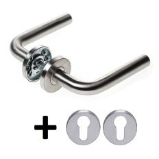 D4E DEURKRUK OP ROZET (INC PC) RVS304 L-GEBOG. DESIGN