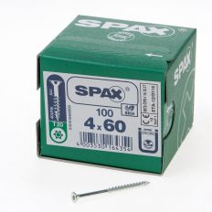 SPAX SPAANPLAATSCHROEF PLATVERZONKEN KOP VERZINKT T-STAR T20 DEELDRAAD 4.0X60MM (PER 100 STUKS)