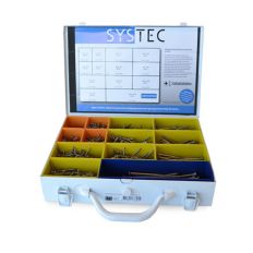 SYSTEC ASS.KOFFER SPAANPLAATSCHROEF RVS-A2 PK POZI