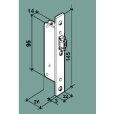 ROLSLOT SMAL, ZWART GECOATE VOORPLAAT, KASTMAAT 95X26MM. VOORPLAAT 145X22X3MM.