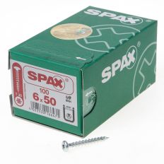 SPAX SPAANPLAATSCHROEF CILINDERKOP VERZINKT T-STAR T30 6.0X50MM (PER 100 STUKS)