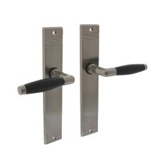 DEURKRUK TON BASIC MET SCHILD RECHTHOEKIG MET RILLEN 235X43MM BLIND NIKKEL MAT/EBBENHOUT