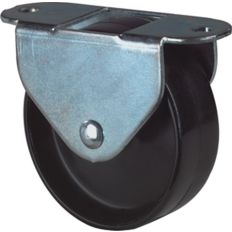 KASTBOKROL/BOKWIEL, VERZINKT HUIS, KUNSTSTOF WIEL MET GLIJLAGER, ZWART 45MM