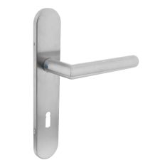 DEURKRUK JURA OP SCHILD VERDEKT OVAAL 219X40MM MET NOKKEN SLEUTELGAT 72MM RVS EN1906/4