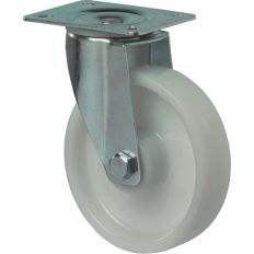 ZWENKWIEL POLYAMIDE WIEL MET ROLLAGER, WIT 150KG 125MM
