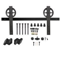 SCHUIFDEURSYSTEEM 2 METER, HANGROLLEN MET SPAAKWIEL 340MM, STAAL MAT ZWART