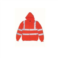 FULL ZIP HOODED SWEATSHIRT HIGH VIS ORANGE MT XL