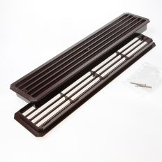 DEURROOSTER KUNSTSTOF DEURVENTILATIEROOSTER BADKAMER DONKER BRUIN 454 X 90