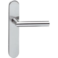 DEURKRUK JURA OP SCHILD VERDEKT OVAAL 219X40MM MET NOKKEN PROFIELCILINDERGAT 55MM RVS EN1906/4