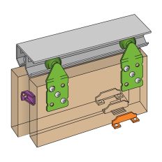 HENDERSON DOUBLE TOP W18 SCHUIFDEURBESLAG LENGTE RAIL 1800MM GEWICHT KASTDEUR 45KG