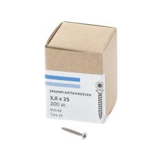 SPAANPLAATSCHROEF RVS-A2 PK TX-10 3.0X25 (200)