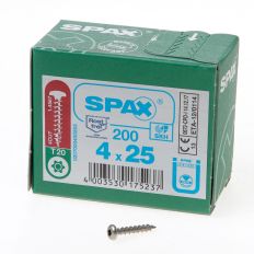 SPAX SPAANPLAATSCHROEF CILINDERKOP RVS T-STAR T20 4.0X25MM (PER 200 STUKS) SPAX SPAANPLAATSCHROEF CILINDERKOP RVS T-STAR T20 4.0X25MM (PER 200 STUKS)
