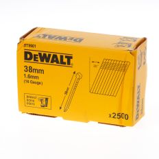 DEWALT SPIJKERS ZONDER KOP GEGALVANISEERD 38MM 16 GAUGE 16MM 20° VOOR DC618 DOOS VAN 2500 SPIJKERS