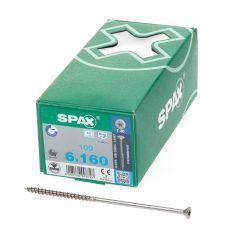 SPAX SPAANPLAATSCHROEF PLATVERZONKEN KOP RVS T-STAR T30 DEELDRAAD 6.0 X 160MM