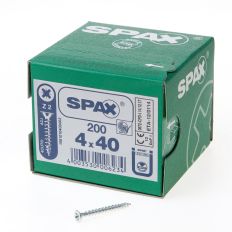 SPAX SPAANPLAATSCHROEF PLATVERZONKEN KOP VERZINKT POZIDRIV 4.0X40MM (PER 200 STUKS)