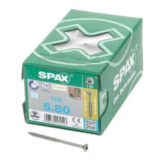 SPAX SPAANPLAATSCHROEF MET BOORPUNT RVS T20 DEELDRAAD 5X80MM (PER 100 STUKS)