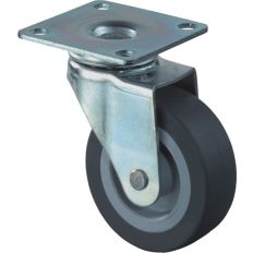 KASTZWENKROL/ZWENKWIEL, VERZINKT, ANTI-STATISCH ZWART RUBBER WIEL MET GLIJLAGER, GRIJS GUMMY 25MM