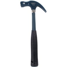 Stanley Blue Strike kloshamer, 450 gram, met zwart antisliphandvat rechtop weergegeven Stanley Blue Strike kloshamer, 450 gram, met zwart antisliphandvat rechtop weergegeven