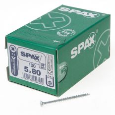 SPAX SPAANPLAATSCHROEF PLATVERZONKEN KOP VERZINKT POZIDRIV 5.0X80MM (PER 100 STUKS)