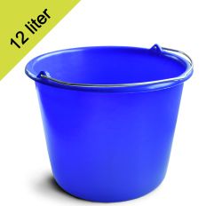 EMMER MET BEUGEL BLAUW 12 LITER ZACHT KUNSTSTOF