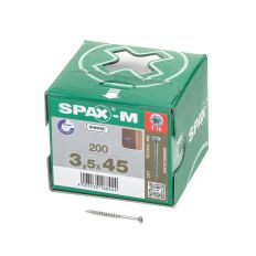 SPAX-M MDF SPAANPLAATSCHROEF MET BOORPUNT VERZINKT T-STAR T15 DEELDRAAD 3.5X45MM (PER 200 STUKS)