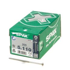 SPAX SPAANPLAATSCHROEF PLATVERZONKEN KOP VERZINKT POZIDRIV 5.0X90MM (PER 200 STUKS)