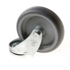 ZWENKWIEL MET BOUTGAT, GRIJS RUBBER WIEL MET GLIJLAGER, 65KG 100MM